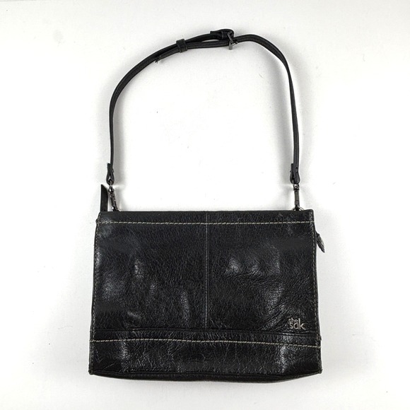 The Sak Handbags - The Sak Shoulder Bag Womens Medium Black Leather Contrast Stitch Zip Top